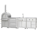 Hyxion Outdoor Kitchen Cabinet Set Stainless Steel gas barbecue grill garden Wood fire pizza oven bbq grill